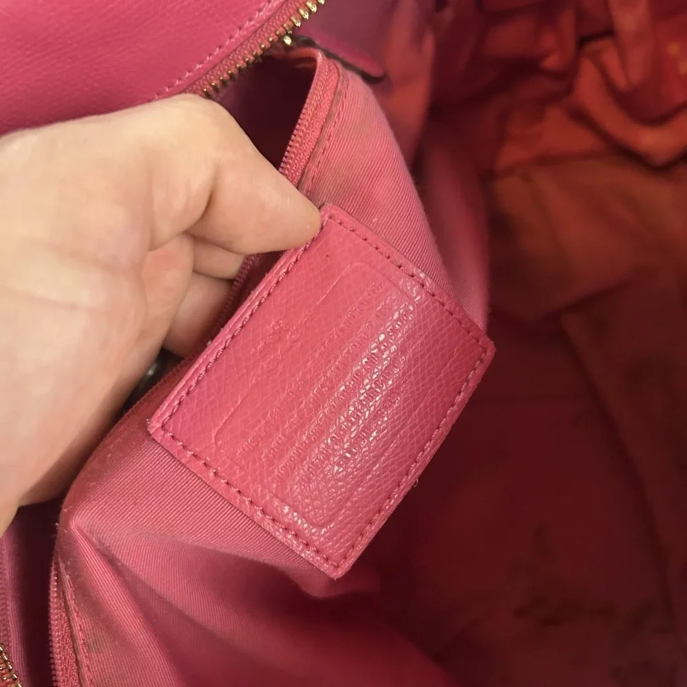 Coach Tote Bag Womens Large Pink Leather Zip Top Shoulder Purse Handbag